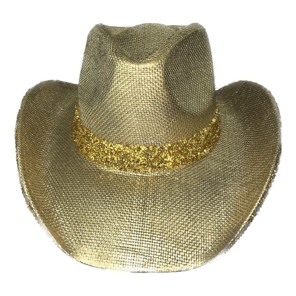 Gold Rhinestone Rockstar Cowboy Hat - Picture 1 of 4
